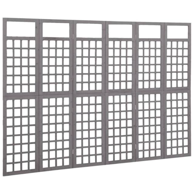 Berkfield Home Durable 6-Panel Room Divider/Trellis Solid Fir Wood Grey 242.5x180 cm - image 1
