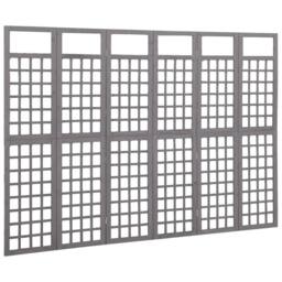 Berkfield Home Durable 6-Panel Room Divider/Trellis Solid Fir Wood Grey 242.5x180 cm - thumbnail 1