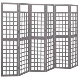 Berkfield Home Durable 6-Panel Room Divider/Trellis Solid Fir Wood Grey 242.5x180 cm - thumbnail 2