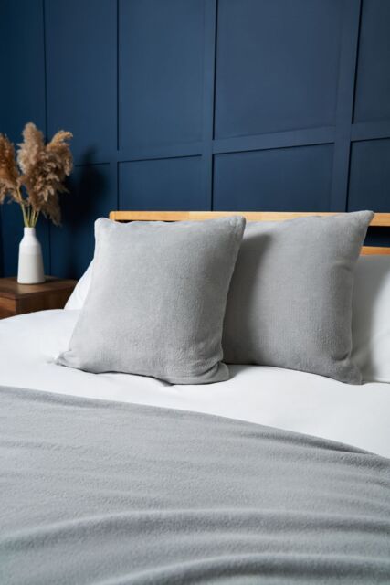 BHS Microfleece Cushion in Silver - Size: 45 cm x 45 cm - image 1