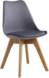 KOSY KOALA Round Kitchen Wooden Dining Table Set & 4 Padded Chairs in Grey - thumbnail 5