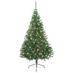 Berkfield Home Beautiful Artificial Pre-lit Christmas Tree Green 240 cm PVC - thumbnail 3