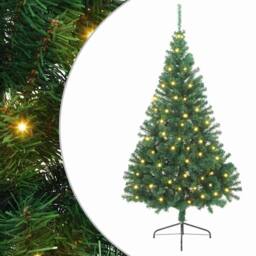 Berkfield Home Beautiful Artificial Pre-lit Christmas Tree Green 240 cm PVC - thumbnail 2