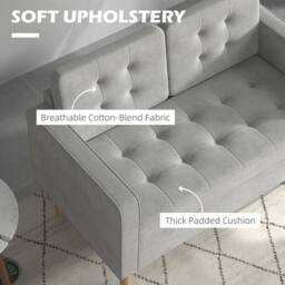 Wyld Haus Pamo 2 Seater Compact Light Grey Fabric Sofa Hidden Storage & Tufted - thumbnail 6