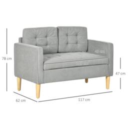 Wyld Haus Pamo 2 Seater Compact Light Grey Fabric Sofa Hidden Storage & Tufted - thumbnail 4