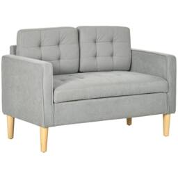 Wyld Haus Pamo 2 Seater Compact Light Grey Fabric Sofa Hidden Storage & Tufted - thumbnail 3