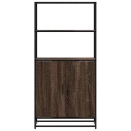 Berkfield Home Highboard Brown Oak 68x35x139 cm Engineered Wood & Metal - Size: 68 x 35 x 139 cm - thumbnail 4