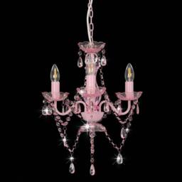 Berkfield Home Elegant Chandelier with Beads Pink Round 3 x E14