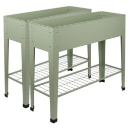 Harbour Housewares Elevated Raised Garden Beds with Legs & Storage Shelf - Pack of 2 in Green
