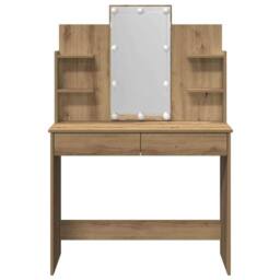 Berkfield Home Beautiful Dressing Table with LED Lights Artisan Oak 96x40x142 cm in Brown - Size: 96 x 40 x 142 cm - thumbnail 6