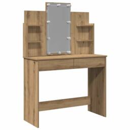 Berkfield Home Beautiful Dressing Table with LED Lights Artisan Oak 96x40x142 cm in Brown - Size: 96 x 40 x 142 cm - thumbnail 3