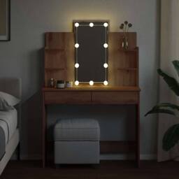 Berkfield Home Beautiful Dressing Table with LED Lights Artisan Oak 96x40x142 cm in Brown - Size: 96 x 40 x 142 cm - thumbnail 1