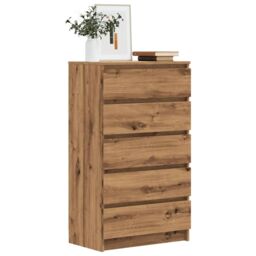 Berkfield Home Drawer Cabinet Artisan Oak 60x36x103 cm Engineered Wood in Brown - Size: 60 x 36 x 103 cm - thumbnail 1