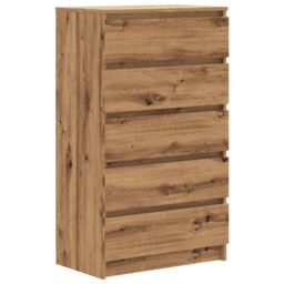 Berkfield Home Drawer Cabinet Artisan Oak 60x36x103 cm Engineered Wood in Brown - Size: 60 x 36 x 103 cm - thumbnail 2