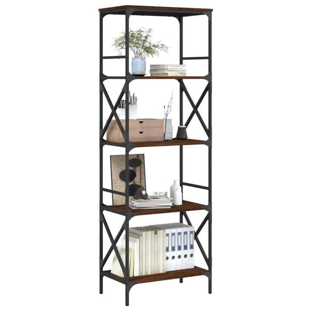 Berkfield Home Decorative Bookcase 5-Tier Brown Oak 59x35x171 cm Engineered Wood - Size: 59 x 35 x 171 cm - image 1
