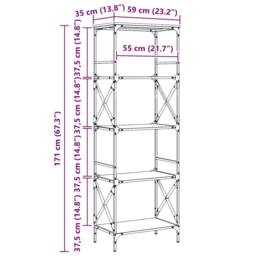 Berkfield Home Decorative Bookcase 5-Tier Brown Oak 59x35x171 cm Engineered Wood - Size: 59 x 35 x 171 cm - thumbnail 9