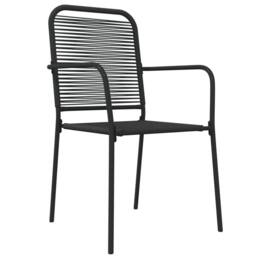 Berkfield Home Elegant 7 Piece Garden Dining Set Black Cotton Rope & Steel - thumbnail 5