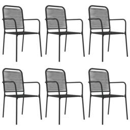 Berkfield Home Elegant 7 Piece Garden Dining Set Black Cotton Rope & Steel - thumbnail 4