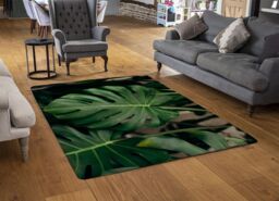 Benjamin Tate Design Monstera Leaves In Home Interior Designer Rug in Natural - Size: Large - thumbnail 2