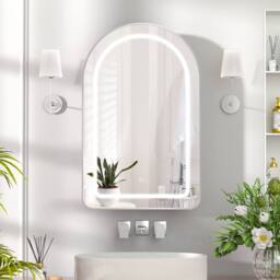 KEEPREAPER Arched Metal Frame 3-Color LED Bathroom Cabinet 51x80cm 2 Shelves in Silver - Size: 51x80 cm - thumbnail 8