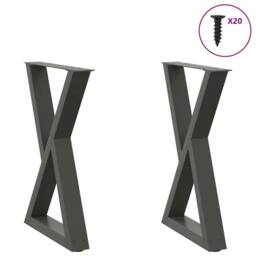 Berkfield Home Dining Table Legs 2 pcs Anthracite 60x(72-73.3) cm Steel in Dark Grey - thumbnail 2