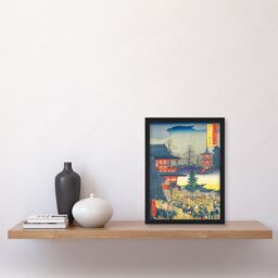 Artery8 Asakusa Fair Edo Province Utagawa Hiroshige Japan Woodblock Artwork Framed Wall Art Print A4 in Black - thumbnail 2