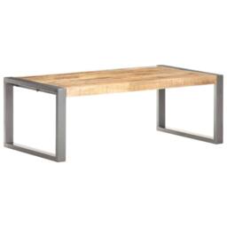Berkfield Home Durable Coffee Table 110x60x40 cm Rough Mango Wood in Grey - Size: 110 x 60 x 40 cm - thumbnail 2