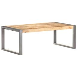 Berkfield Home Durable Coffee Table 110x60x40 cm Rough Mango Wood in Grey - Size: 110 x 60 x 40 cm - thumbnail 7