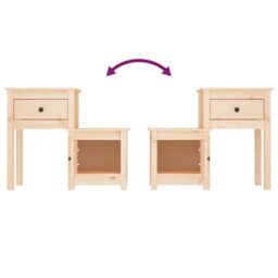 Berkfield Home Bedside Cabinet 79.5x38x65.5 cm Solid Wood Pine in Brown - thumbnail 5