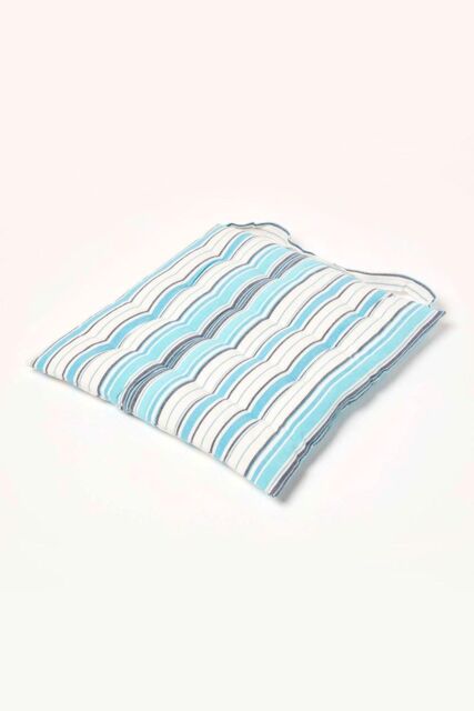 Homescapes Seat Pad Luxury Cotton Blue Striped Indoor Outdoor Garden Cushion, 40cm - image 1