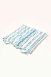 Homescapes Seat Pad Luxury Cotton Blue Striped Indoor Outdoor Garden Cushion, 40cm - thumbnail 3