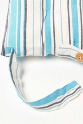 Homescapes Seat Pad Luxury Cotton Blue Striped Indoor Outdoor Garden Cushion, 40cm - thumbnail 4