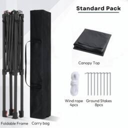 Home Source Pop Up Folding BBQ Gazebo Outdoor Garden Marquee Tent With Carry Bag in Black - thumbnail 7