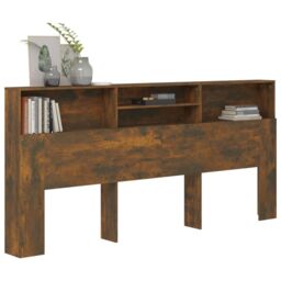 Berkfield Home Headboard Cabinet Smoked Oak 220x19x103.5 cm in Brown - thumbnail 6