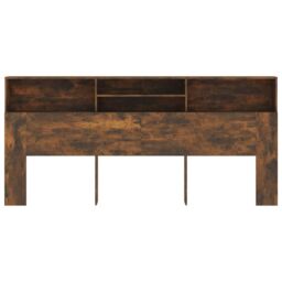 Berkfield Home Headboard Cabinet Smoked Oak 220x19x103.5 cm in Brown - thumbnail 3