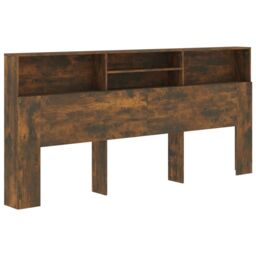 Berkfield Home Headboard Cabinet Smoked Oak 220x19x103.5 cm in Brown - thumbnail 2