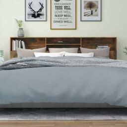 Berkfield Home Headboard Cabinet Smoked Oak 220x19x103.5 cm in Brown - thumbnail 5