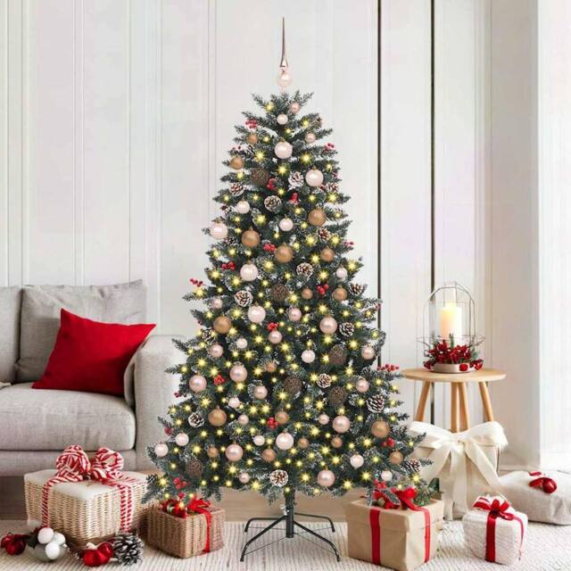 Berkfield Home Artificial Christmas Tree with 300 LEDs Green 99 x 99 x 180 cm - image 1