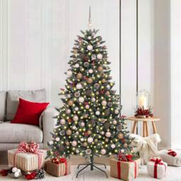 Berkfield Home Artificial Christmas Tree with 300 LEDs Green 99 x 99 x 180 cm - thumbnail 1