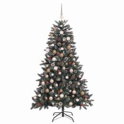Berkfield Home Artificial Christmas Tree with 300 LEDs Green 99 x 99 x 180 cm - thumbnail 4
