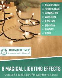 Globrite Warm White Fairy Lights 20m 200LED String Lights for Indoor & Outdoor Decoration - thumbnail 3
