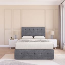 "Sloomy Cambridge Divan Bed Base 4 Drawers 12"" Footboard & 54"" Floor Standing Headboard in Dark Grey - Size: Double" - thumbnail 2