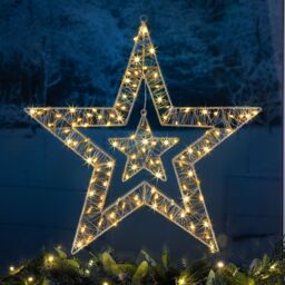 Christow Star Christmas Light Micro LED Battery Operated with Timer Indoor Outdoor 50cm in Cream - thumbnail 1