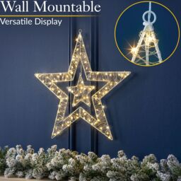 Christow Star Christmas Light Micro LED Battery Operated with Timer Indoor Outdoor 50cm in Cream - thumbnail 4