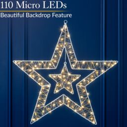 Christow Star Christmas Light Micro LED Battery Operated with Timer Indoor Outdoor 50cm in Cream - thumbnail 2