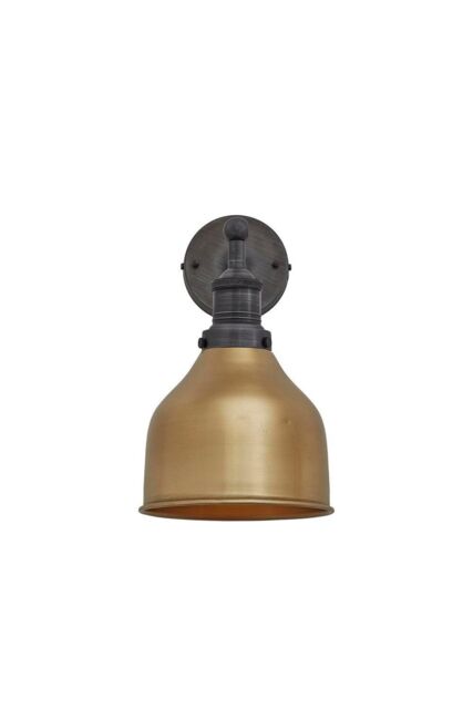 Industville Brooklyn Cone Wall Light, 7 Inch, Brass, Pewter Holder in Bronze - image 1
