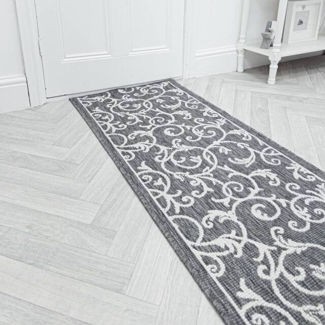 runrug Carpet Runner Rug - Indoor/Outdoor, Reversible, 2mm - 'Ivy' in Grey - Size: 60 cm x 390 cm - image 1