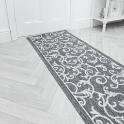 runrug Carpet Runner Rug - Indoor/Outdoor, Reversible, 2mm - 'Ivy' in Grey - Size: 60 cm x 390 cm - thumbnail 1