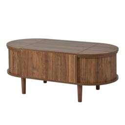 Merax Oval Lift-Top Fluted Coffee Table with Storage & Solid Wood Legs in Walnut - thumbnail 7