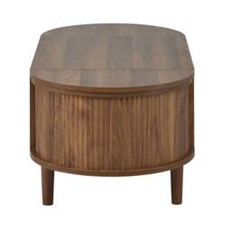 Merax Oval Lift-Top Fluted Coffee Table with Storage & Solid Wood Legs in Walnut - thumbnail 8